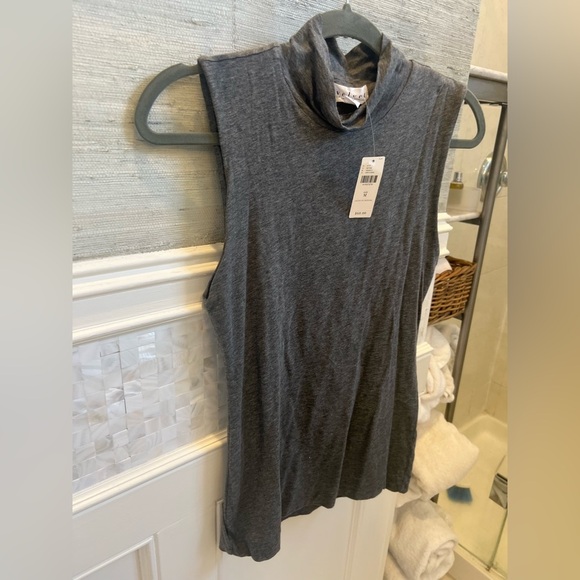 NWT new Anthropologie velvet graham & spencer sleeveless mock neck top gray med - Picture 10 of 14